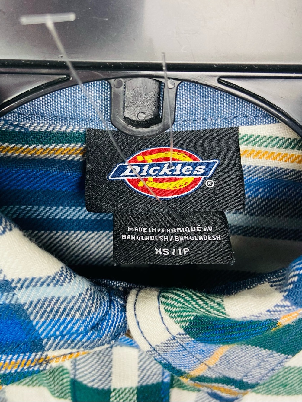 Dickies cotton Blue Plaid flannel Long Sleeve Shirt with Yellow & navy Size XS - Picture 8 of 10